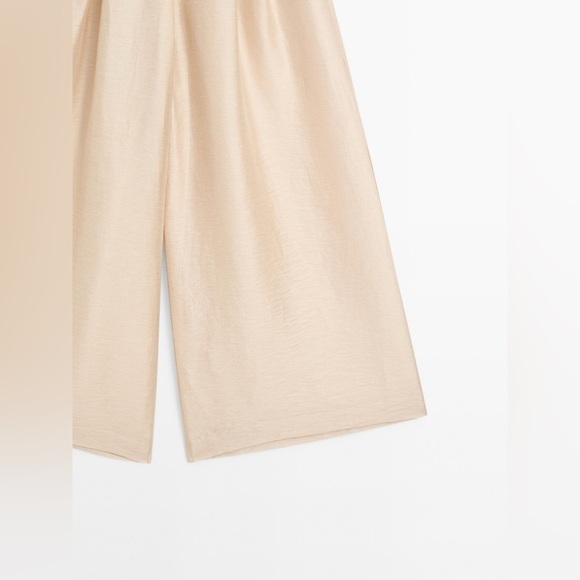 NWT. Massimo Dutti Golden Linen Blend Flowing Trousers with Darts. Size 6. - Picture 8 of 13